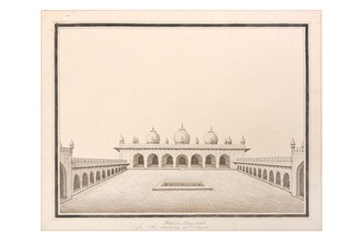 Lot 78 - TWO COMPANY SCHOOL DRAWINGS OF MUGHAL ARCHITECTURAL WHITE MARBLE LANDMARKS