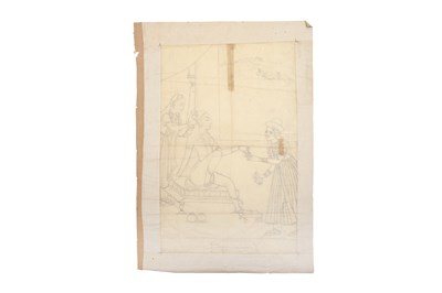 Lot 39 - A PREPARATORY STUDY OF A MUGHAL FEMALE COURTIER AND HER ATTENDANTS
