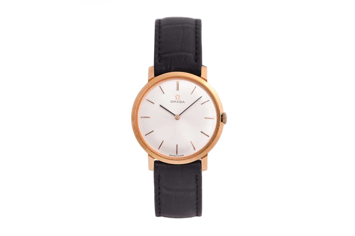 Lot 59 - A MEN'S OMEGA GOLD PLATED MANUAL WRISTWATCH