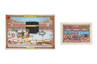 Lot 313 - HAJJ MEMORABILIA: TWO CHROMOLITHOGRAPHED HAJJ CERTIFICATES