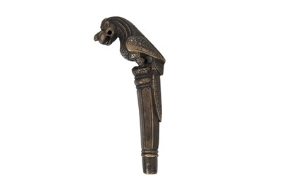 Lot 330 - AN ENGRAVED INDIAN BRASS FINIAL WITH YALI