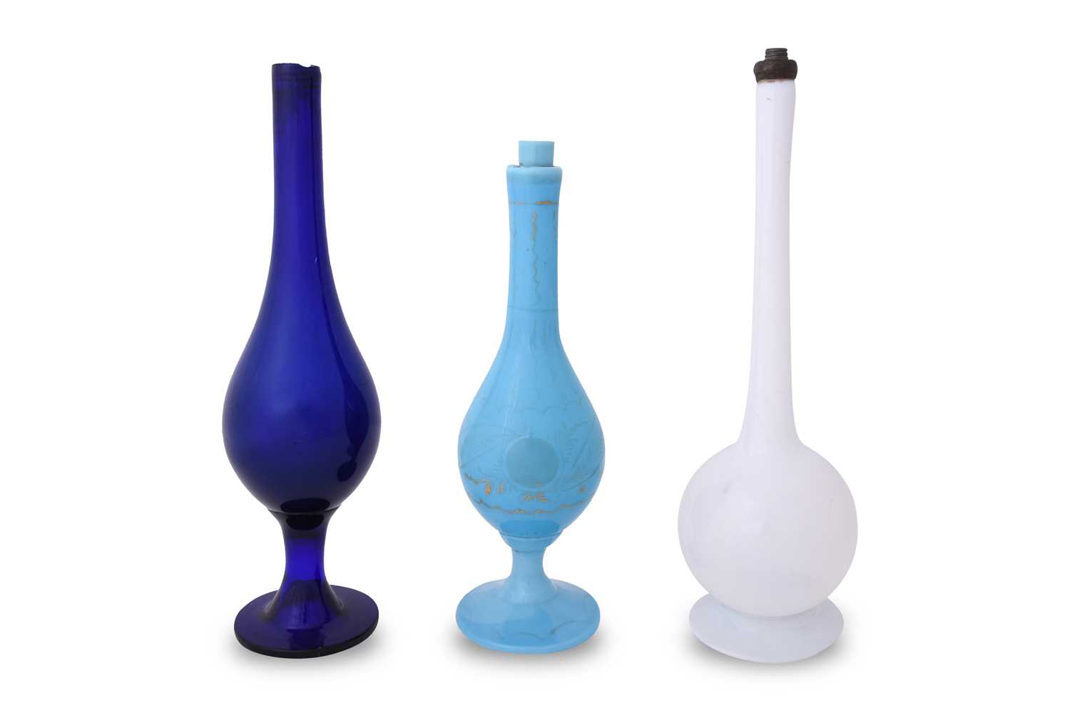 Lot 139 - THREE BEYKOZ GLASS ROSEWATER SPRINKLERS