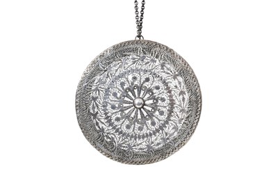 Lot 367 - THREE DRUZE BRIDAL HEADDRESSES (TANTOUR / TARBUSH) WITH SILVER COINS AND FILIGREE