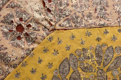 Lot 65 - A DECORATIVE PATCHWORK OF INDIAN PICHHWAI HANGING SECTIONS WITH COWS AND FLOWERS