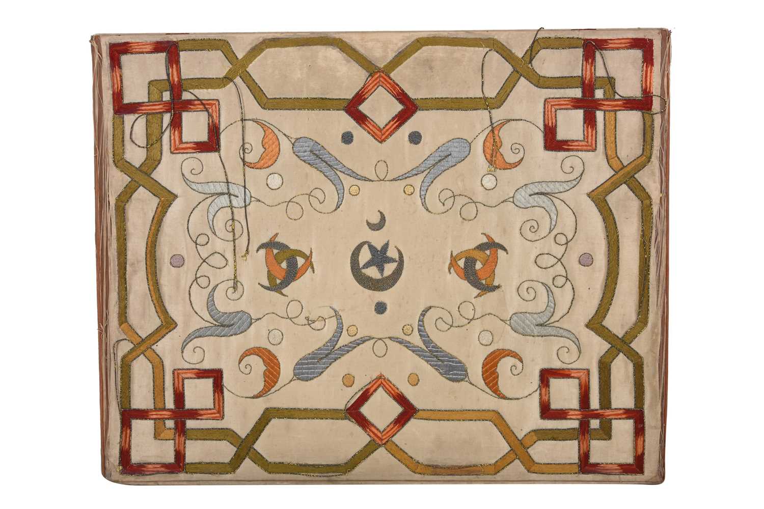 Lot 62 - A TURKISH EMBROIDERED SILK DOCUMENT HOLDER