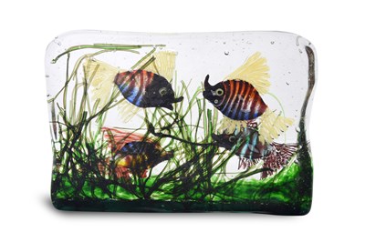 Lot 113 - A LARGE POLYCHROME MURANO GLASS AQUARIUM BY ALFREDO BARBINI (1912 - 2007)