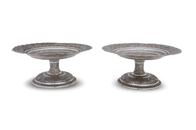 Lot 371 - A PAIR OF WHITE METAL SWEETMEAT STEMMED TRAYS