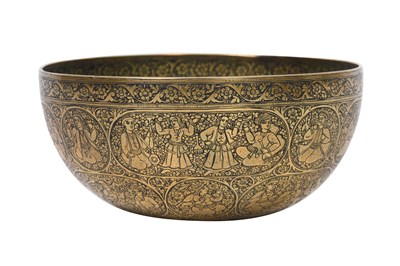 Lot 102 - AN ENGRAVED JA'FAR-STYLE BRASS DRINKING BOWL