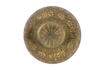 Lot 102 - AN ENGRAVED JA'FAR-STYLE BRASS DRINKING BOWL