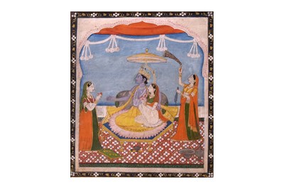 Lot 111 - LORD KRISHNA AND HIS BELOVED RADHA ENTHRONED