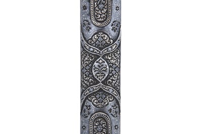 Lot 428 - A CAUCASIAN NIELLO AND SILVER KINDJAL DAGGER WITH SCABBARD