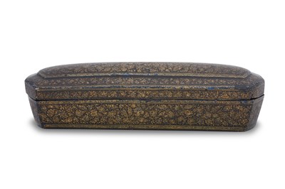 Lot 316 - A GILT LACQUERED PAPIER-MÂCHÉ KASHMIRI PEN CASE WITH MULTIPLE COMPARTMENTS