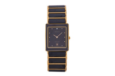 Lot 50 - A UNISEX RADO GOLD PLATED AND CERAMIC QUARTZ BRACELET WATCH