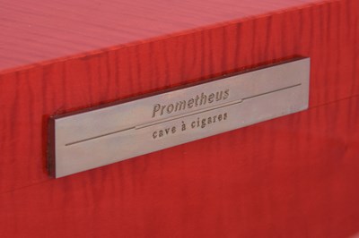 Lot 115 - AN H-RED PROMETHEUS HUMIDOR CIGARS BOX, CAVE À CIGARES.