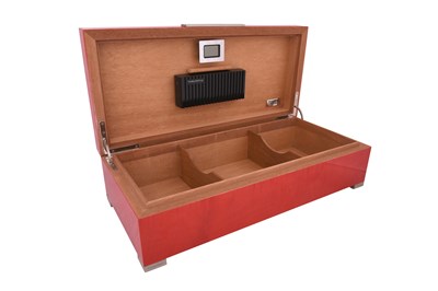 Lot 115 - AN H-RED PROMETHEUS HUMIDOR CIGARS BOX, CAVE À CIGARES.