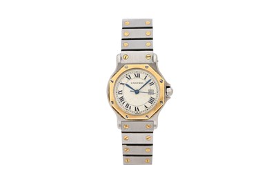 Lot 51 - A UNISEX CARTIER 18K YELLOW GOLD AND STAINLESS STEEL AUTOMATIC BRACELET WATCH