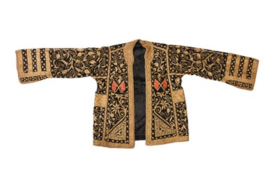 Lot 408 - A KUWAITI BLACK VELVET METAL THREAD EMBROIDERED CEREMONIAL JACKET