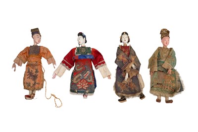 Lot 207 - FOUR CHINESE LACQUERED PAPIER-MÂCHÉ PUPPETS