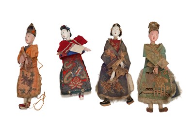 Lot 164 - FOUR CHINESE LACQUERED PAPIER-MÂCHÉ PUPPETS