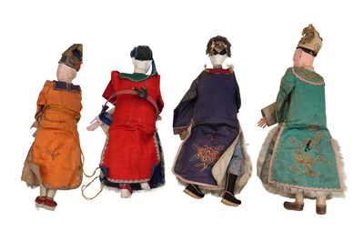 Lot 164 - FOUR CHINESE LACQUERED PAPIER-MÂCHÉ PUPPETS