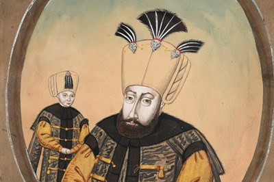 Lot 89 - EIGHT WATERCOLOUR PORTRAITS OF OTTOMAN SULTANS