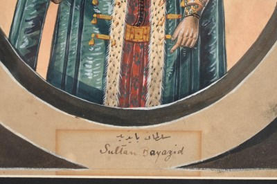 Lot 89 - EIGHT WATERCOLOUR PORTRAITS OF OTTOMAN SULTANS