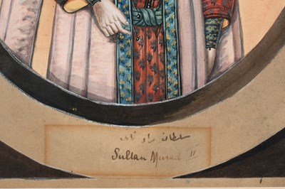 Lot 89 - EIGHT WATERCOLOUR PORTRAITS OF OTTOMAN SULTANS