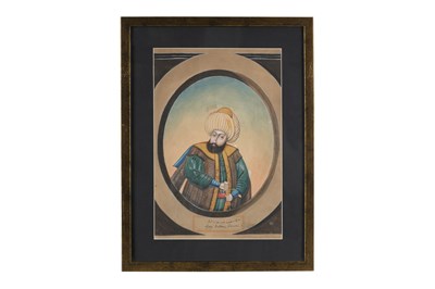 Lot 89 - EIGHT WATERCOLOUR PORTRAITS OF OTTOMAN SULTANS
