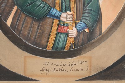 Lot 89 - EIGHT WATERCOLOUR PORTRAITS OF OTTOMAN SULTANS
