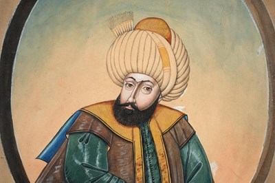 Lot 89 - EIGHT WATERCOLOUR PORTRAITS OF OTTOMAN SULTANS