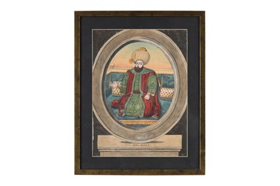 Lot 89 - EIGHT WATERCOLOUR PORTRAITS OF OTTOMAN SULTANS