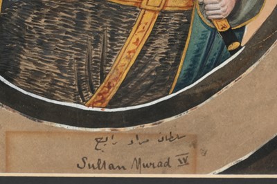 Lot 89 - EIGHT WATERCOLOUR PORTRAITS OF OTTOMAN SULTANS