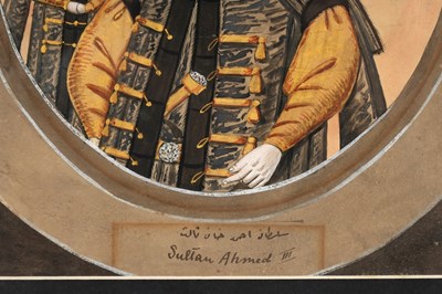 Lot 89 - EIGHT WATERCOLOUR PORTRAITS OF OTTOMAN SULTANS