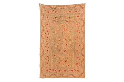Lot 137 - AN EMBROIDERED INDIAN FELT PANEL