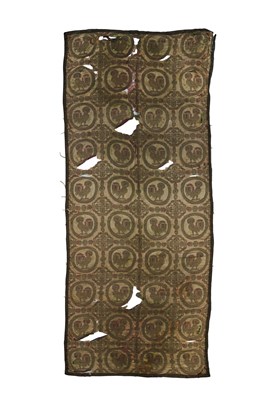 Lot 99 - A BROCADED SOGDIAN-REVIVAL SILK HANGING WITH AVIARY MOTIF