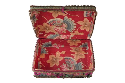 Lot 66 - A QAJAR POLYCHROME-COTTON WOVEN QUR’AN BOX