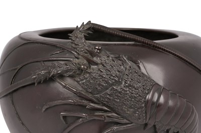 Lot 127 - A JAPANESE BRONZE 'LOBSTER' JARDINIERE