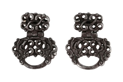 Lot 98 - TWO OPENWORK STEEL BELT FITTINGS WITH DRAGON HEADS
