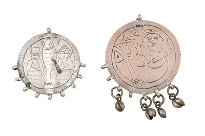 Lot 42 - TWO EGYPTIAN POSSESSION RITE SILVER ZAR SPIRIT AMULETS