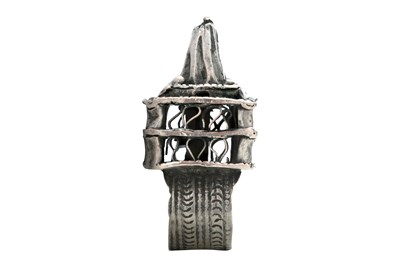 Lot 15 - A MOROCCAN BERBER DOUBLE-TIERED SILVER HAIR ORNAMENT
