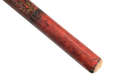 Lot 200 - A HAKHA CHIN BURMESE LACQUERED WALKING CANE