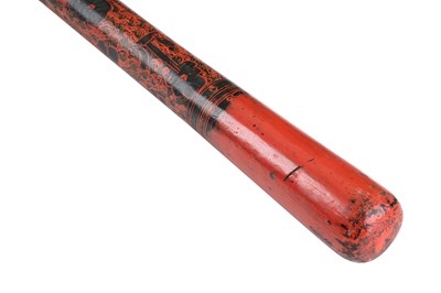 Lot 200 - A HAKHA CHIN BURMESE LACQUERED WALKING CANE