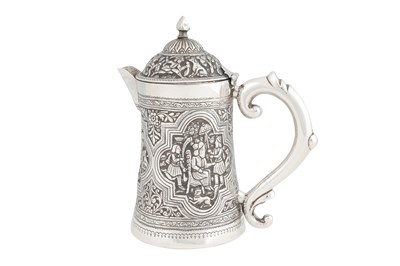 Lot 239 - AN UNMARKED IRANIAN (PERSIAN) SILVER COFFEE POT