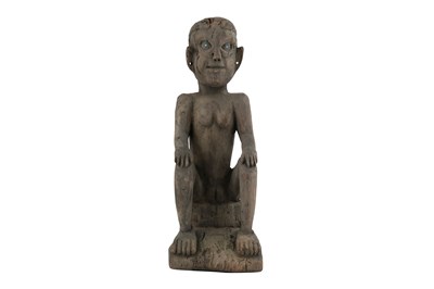 Lot 136 - A RARE NAGA KONYAK TRIBE CARVED WOOD FEMALE FIGURE