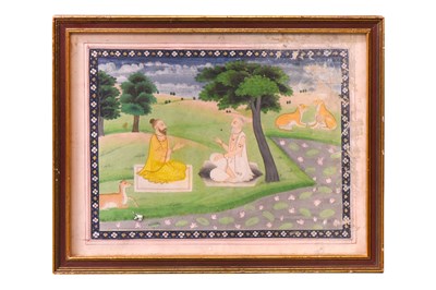 Lot 152 - A DEVOTEE AND A WHITE-CLAD SADHU'S GATHERING IN THE WILDERNESS