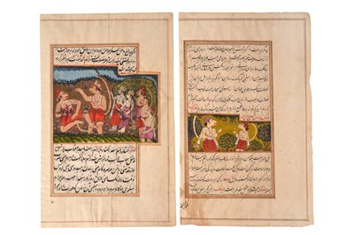 Lot 7 - TWO ILLUSTRATED LOOSE FOLIOS FROM A TRANSLATED RAMAYANA MANUSCRIPT