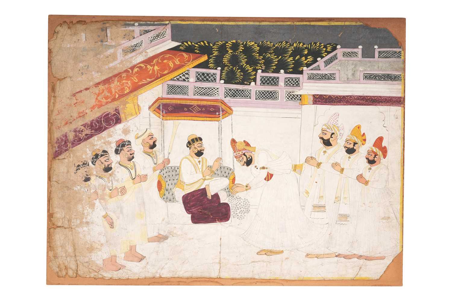 Lot 21 - MAHARAJA MAN SINGH OF JODHPUR PAYING A VISIT TO HIS GURU, DEV NATH