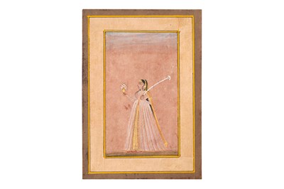 Lot 4 - AN INDIAN MAIDEN WITH FLOWERING VASE