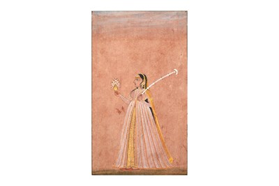Lot 4 - AN INDIAN MAIDEN WITH FLOWERING VASE