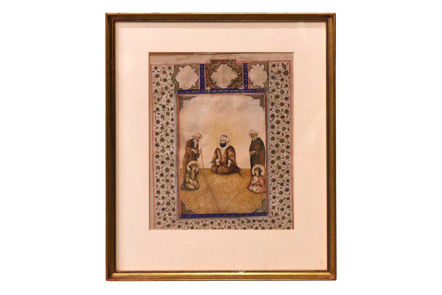 Lot 202 - A LOOSE QAJAR ALBUM PAGE WITH SHI'A ICONOGRAPHY: IMAM 'ALI AND HIS SONS